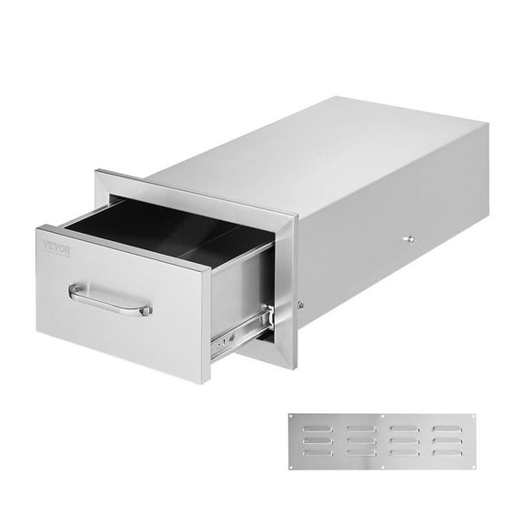 14x8.5 Inch Outdoor Kitchen Drawers Stainless Steel, Flush Mount Double Drawers,14W x 8.5H x 23D Inch, with Stainless Steel Handle, BBQ Drawers for Outdoor Kitchens or BBQ Island
