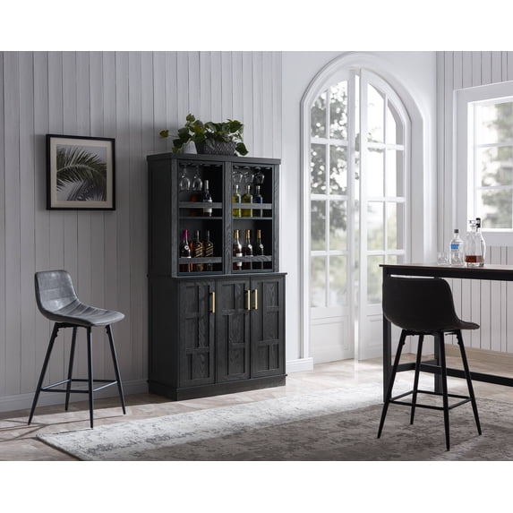 Gramercy Way Jill Zarin Home Bar Cabinet Rotating Wine Rack Black