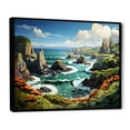 thumbnail image 2 of Designart "Coastline Papercut Coastal Rocky wall art" Landscapes Floater Framed Wall Art Print, 2 of 7