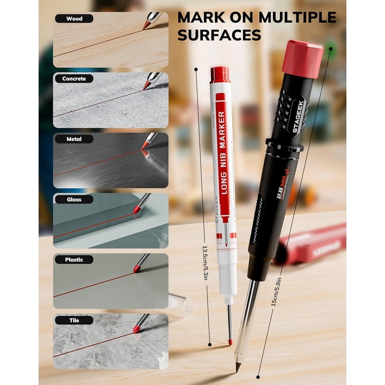 STAGEEK Carpenter Pencil with Sharpener, Mechanical Carpenter