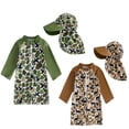 thumbnail image 1 of Toddler Baby Boy Rash Guard Swimsuit with Hat 2 Pcs Set Camouflage Half Zip Up Long Sleeve Swimwears, 1 of 1