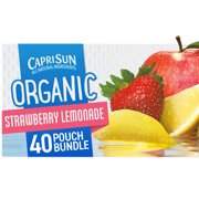 (4 pack) (4 Pack) Capri Sun Organic Strawberry Lemonade Ready-to-Drink Soft Drink, 10 - 6 fl oz Pouches