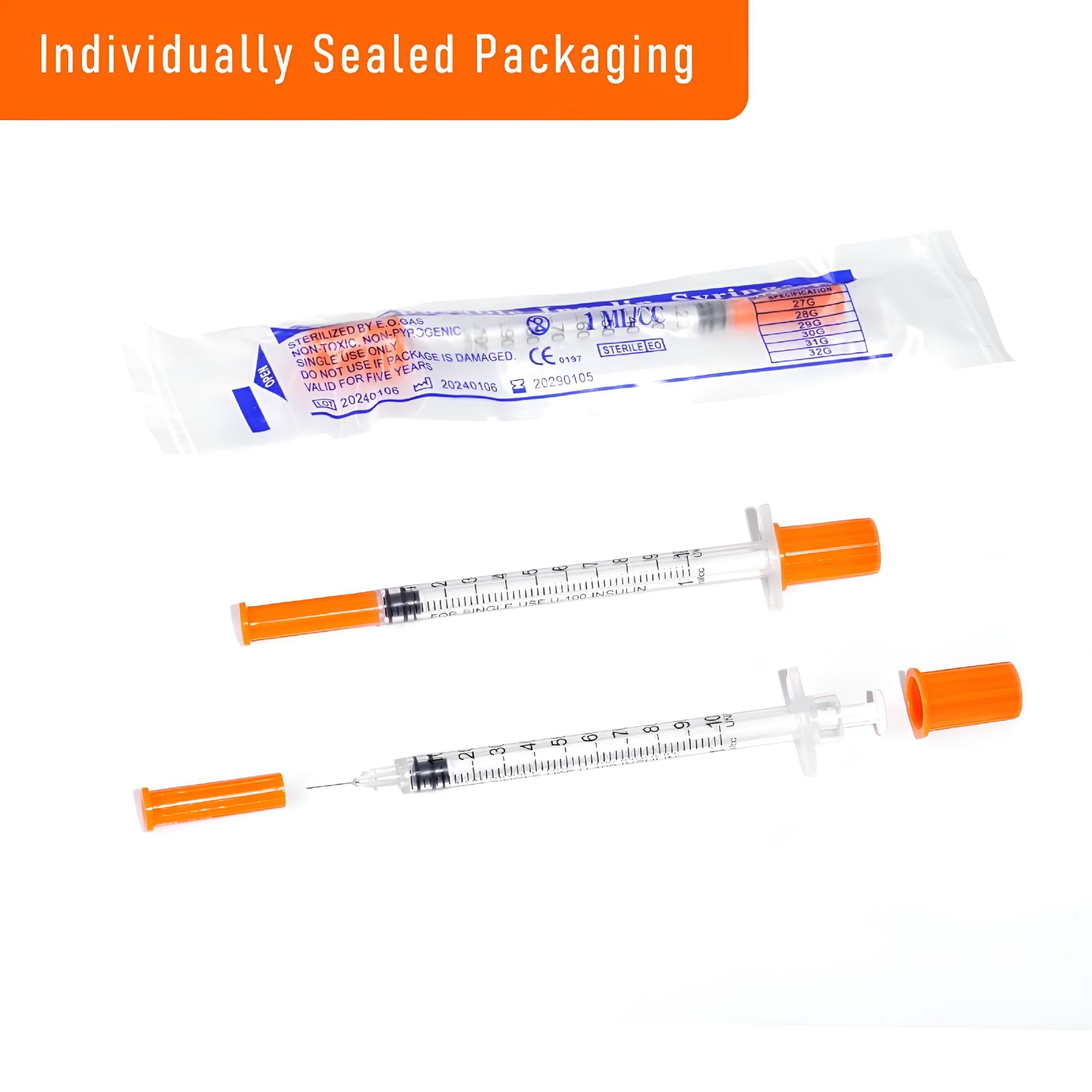 XIRQI 100Pack 1Cc Syringes with 32G 1/4 Inch-6Mm Accurate Measuring for Liquid Individually Sealed Packaging
