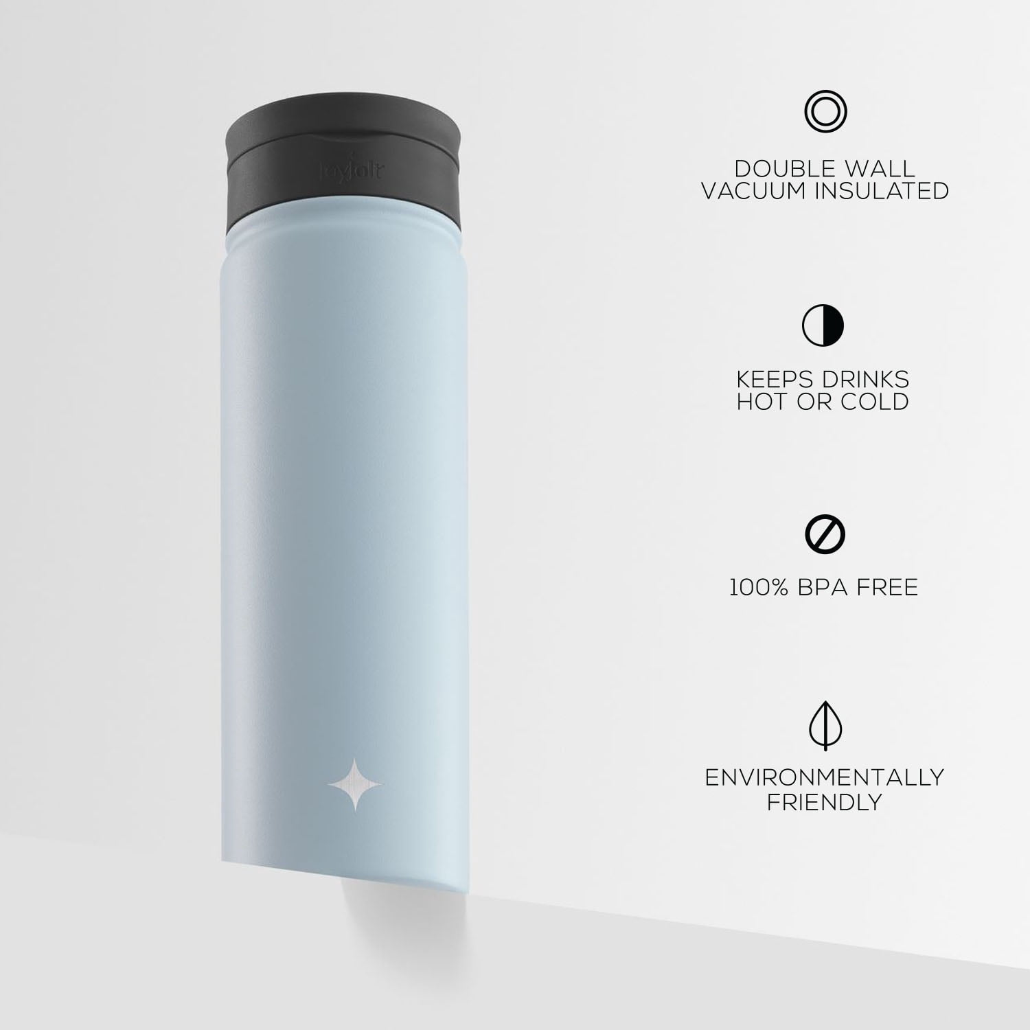 JoyJolt Triple Insulated Water Bottle with Flip Lid & Sport Straw Lid - 22 oz - Blue