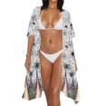 thumbnail image 3 of HELLHERO Half Sleeve Casual Lightweight Swimsuit Cover Up for Beach High Quality Fabrics Cardigan Bathing Suit Cover Up Spider Web, 3 of 6