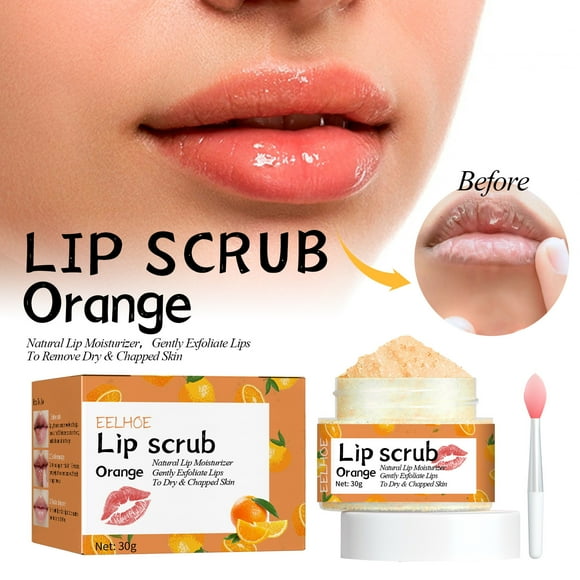 Jienlioq Overnight Exfoliating Lip Scrub Mask - Natural Brightening Moisturizer for Dry Lips, Hydrating Sleep Care Treatment to Repair Lines & Dark Spots