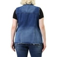 thumbnail image 3 of MODA NOVA Juniors Plus Size Button Down Raw-Hem Sleeveless Denim Jacket 3X Gradient Blue, 3 of 7