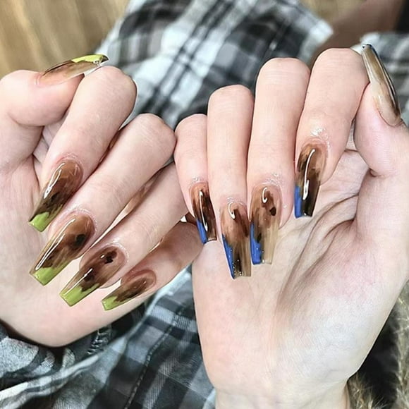 Fantasy Fairy Fake Nails Set with Glue French False ν[ Nails Nail Color Art P4Q2