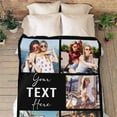 thumbnail image 5 of Custom Photo Collage Blanket for Family, Customized Bed Blanket with 10 Pictures & Text for Best Friends Kids Personalized Your Own Photos on Throw Blanket for Birthday Memorial Gifts, 5 of 6