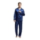 thumbnail image 1 of Tony & Candice Conjunto de pijama de satén clásico para hombre (azul grande con ribete blanco), 1 of 5