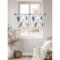 thumbnail image 3 of Blue Brown Diamond Sheer Curtains 45 Inch Length 2 Panels Set Window Treatments, Modern Geometric Middle Century Rod Pocket Semi Curtains for Living Room/Bedroom/Kitchen Décor, 104"W x 45"L, 3 of 7