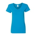 thumbnail image 2 of Gildan - Heavy Cotton Womenâ€™s V-Neck T-Shirt - 5V00L - Sapphire - Size: L, 2 of 3