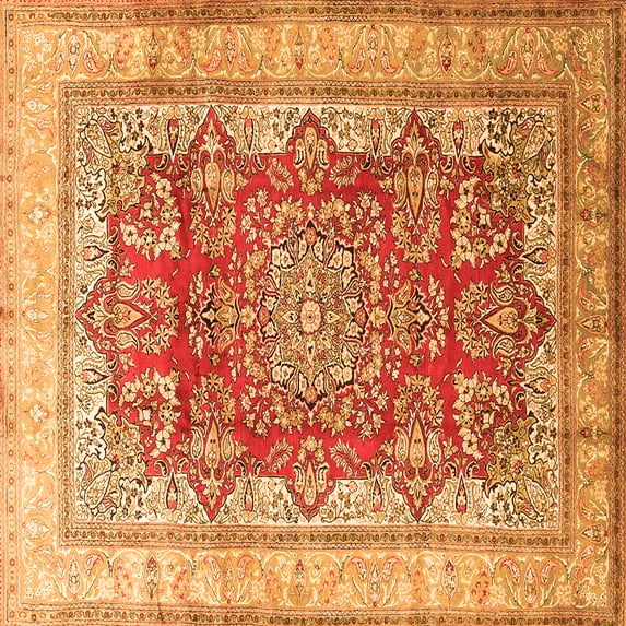 Ahgly Company Indoor Square Persian Orange Traditional Area Rugs, 6' Square