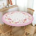 thumbnail image 2 of Valentines Day Round Fitted Tablecloth Best for 44"-48" Yellow Pink Heart Table Cloth Elastic Edge Water-Resistant Washable Love Table Cover for Happy Party Picnic Outdoor Indoor Decor, 2 of 6