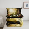 thumbnail image 5 of Homewish Woodland Mushroom Twin Comforter Sets,Daisy Floral Plants Bedding Set,Green Brown,Black Reversible,2-Piece,1 Comforter and 1 Pillowcase, 5 of 7