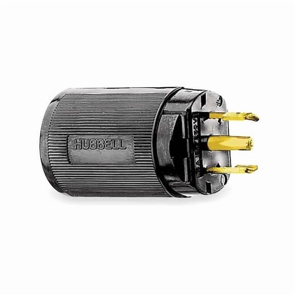 Hubbell Wiring Device-Kellems MdgtLckPlg,Strt;15 A;Black,Nylon,3Blds HBL7485V