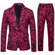 thumbnail image 5 of RKSTN Tuxedo Suits for Men 2PC Lapel Single Breasted Button Printed Dress Suit Sets Men's Turndown Regular Fits Floral Print Blazers and Pant 2 Piece Set Wedding Business Performance Prom Dress Set, 5 of 10