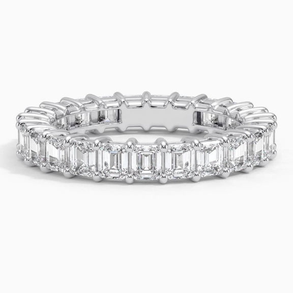 Golden Jewelry Emerald Cut 1.5 Ct Moissanite Engagement Band - 14K White Gold Plated Women's Band - Band for Women's - Wedding Anniversary Gift - Eternity Band - Moissanite Jewelry - Wedding Band