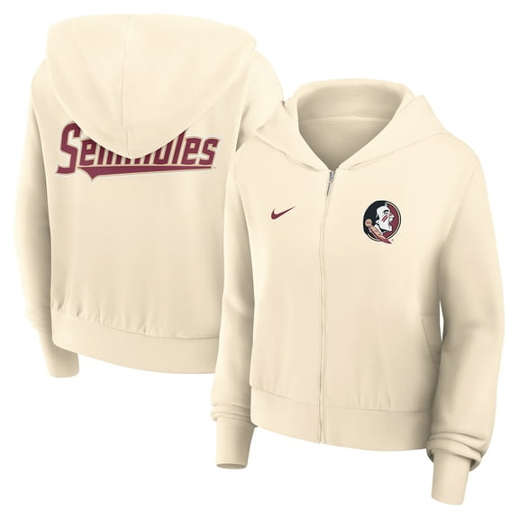 Women's Nike Cream Florida State Seminoles Cropped Chill Full-Zip Hoodie