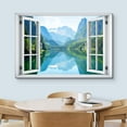 thumbnail image 3 of wall26 Canvas Print Wall Art Window View Mountain Range Forest Lake Reflection Wilderness Nature Photography Realism Scenic Landscape Colorful Multicolor for Living Room, Bedroom, Office - 32x48, 3 of 5