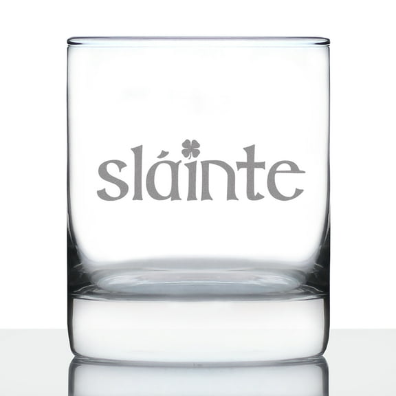 Bevvee Whiskey Rocks Glass 10.25 oz Cheers Irish Slainte Irish Whiskey Enthusiast Gifts Glassware & Drinkware