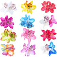 thumbnail image 1 of Zhuge Paquete de 12 pinzas para el pelo con flores de orquídea de seda artificial falsas, pasadores florales con broches de cocodrilo, piezas de pelo tropicales para playa, vacaciones, bodas, 1 of 5