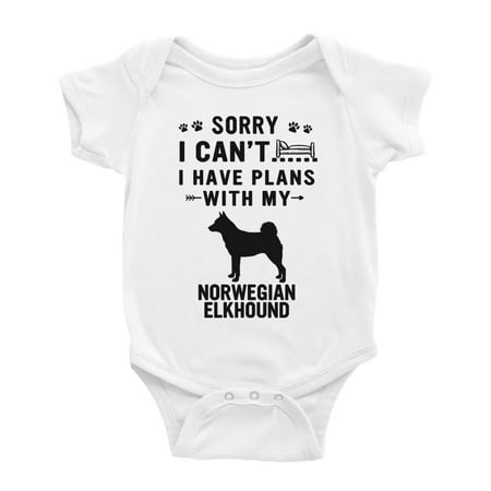 

Sorry I Can t I Have Plans With My Norwegian Elkhound Love Pet Dog Cute Baby Bodysuit (White 0-3 Months)