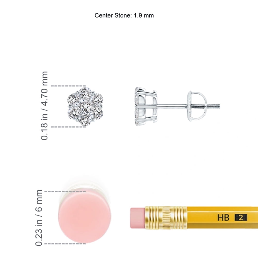 Small White Gold Plated 925 Sterling Silver Screw Back Post Iced Cz Mens Women's Tiny Cute Flower Cluster Stud Earrings