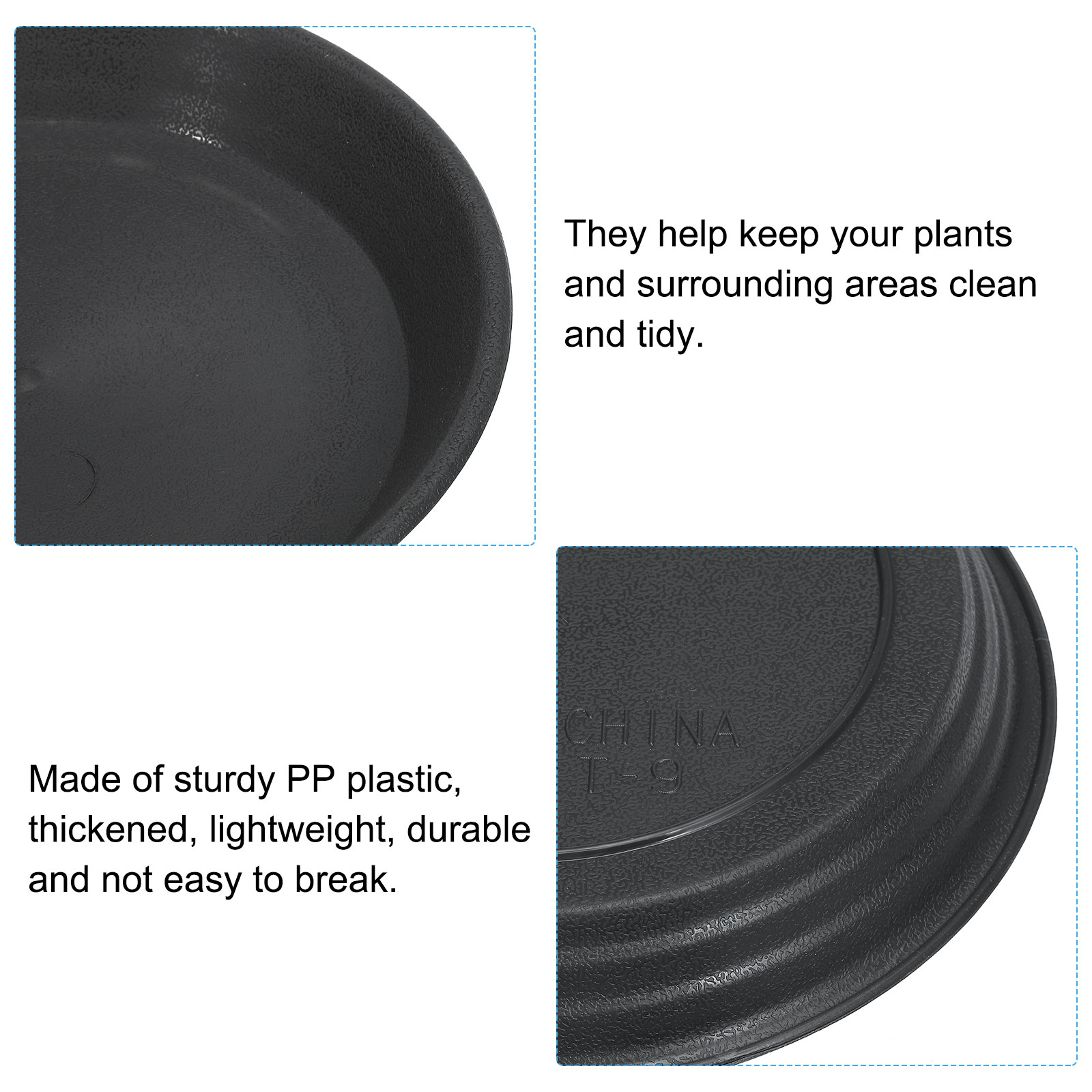 Unique Bargains Plant Saucers Round Plastic Flower Pot Plant Tray Gray 7 Inch
