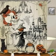 thumbnail image 3 of 4PCS Cute Ghost Halloween Shower Curtain Set, Waterproof Fabric Black Shower Curtain, Non-Slip Bath Mat Bathroom Rugs, Funny Cartoon Spooky Orange Pumpkin Teen Girls Boys Kids Bathroom Decor, 3 of 7