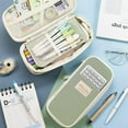 thumbnail image 2 of QCQHDU Big Capacity Pencil Pen Case Simple Stationery Bag College Office Organizer Green, 2 of 7