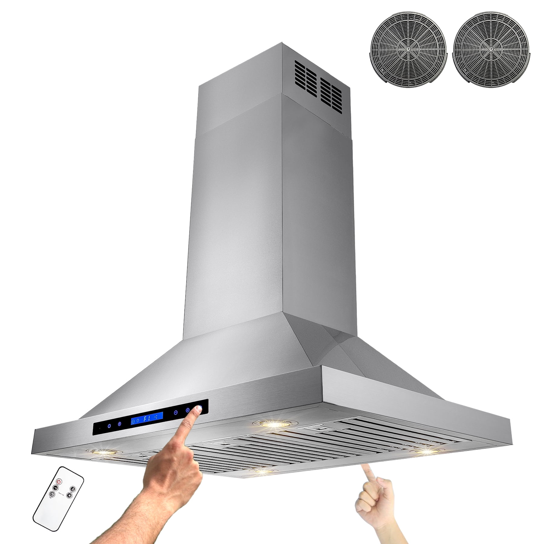 AKDY 36" Stainless Steel Island Mount Dual LED Touch Control Panel