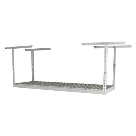 SafeRacks 2x6 Adjustable Overhead Garage Storage Rack, Heavy-Duty Steel Overhead Storage Rack with 300 lb Weight Capacity, Height Adjustable Garage Storage Organization System, White (18"-33")