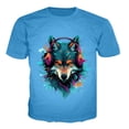thumbnail image 3 of TSADFHJI Chemises pour Hommes T-Shirt à Manches Courtes T-Shirt d'Hiver pour Homme Col Rond T-Shirt à Manches Courtes Imprimé Animal Art de Rue T-Shirt de Sport L Bleu, 3 of 3