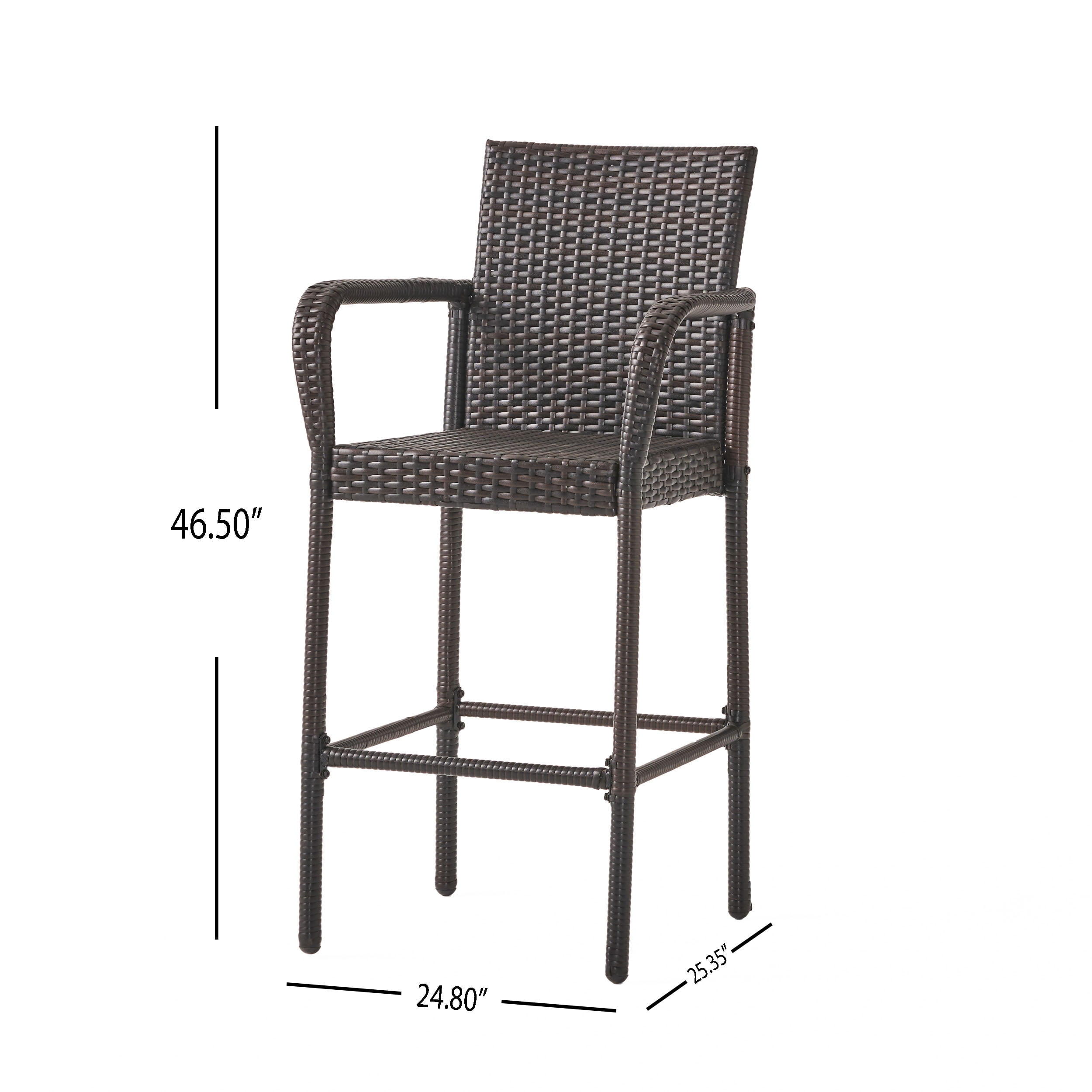 Corbin Outdoor 5 Piece Wicker 32.5 Inch Square Bar Table Set, Multibrown