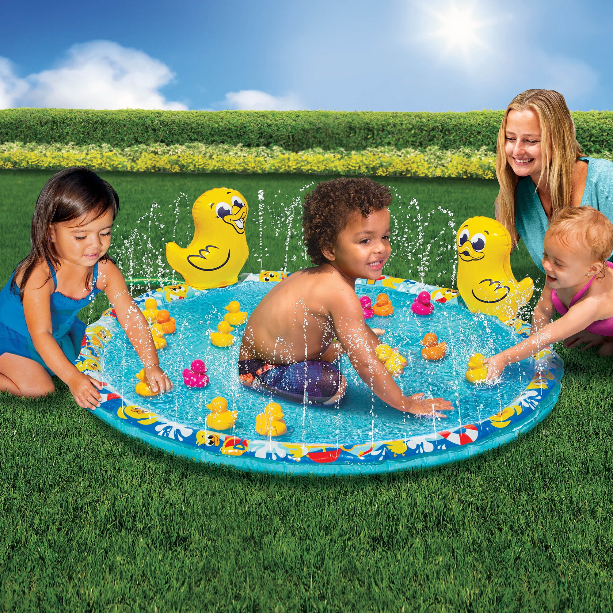 Banzai Jr. Duck Duck Splash 48 in Dia Splash Mat Outdoor Summer Water Play for Babies Toddlers 18 Months +