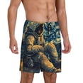 thumbnail image 2 of Tideii Astronaut Starry Night Print Men's Short Pajama Pants, Elastic Pocket Summer Pajama Pants Sleepwear, Lounge Pants-X-Large, 2 of 6