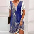 thumbnail image 4 of Cameland Robe Ample à Manches Courtes en Dentelle Imprimée, Col en V, Mode Décontractée pour Femmes, 4 of 7