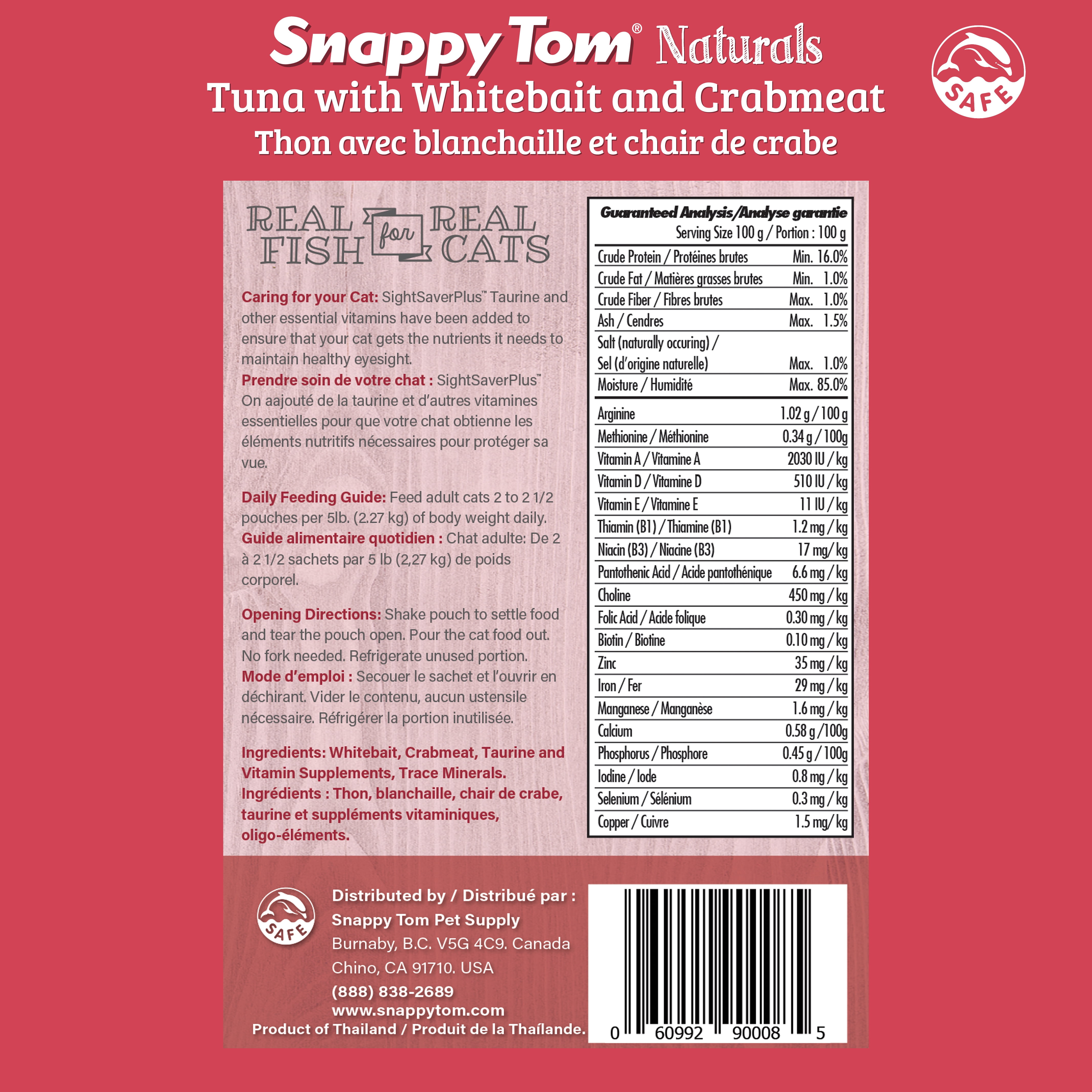Snappy Tom Naturals, Tuna with Whitebait and Crabmeat (12 Pack)