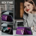 thumbnail image 3 of Dteck Samsung Galaxy S22 Ultra Case Wallet for Women Glitter PU Leather S22 Ultra Case with Magnetic Detachable Card Holder Wallet with Zipper Pocket Kickstand Shockproof Cover,Purple, 3 of 9