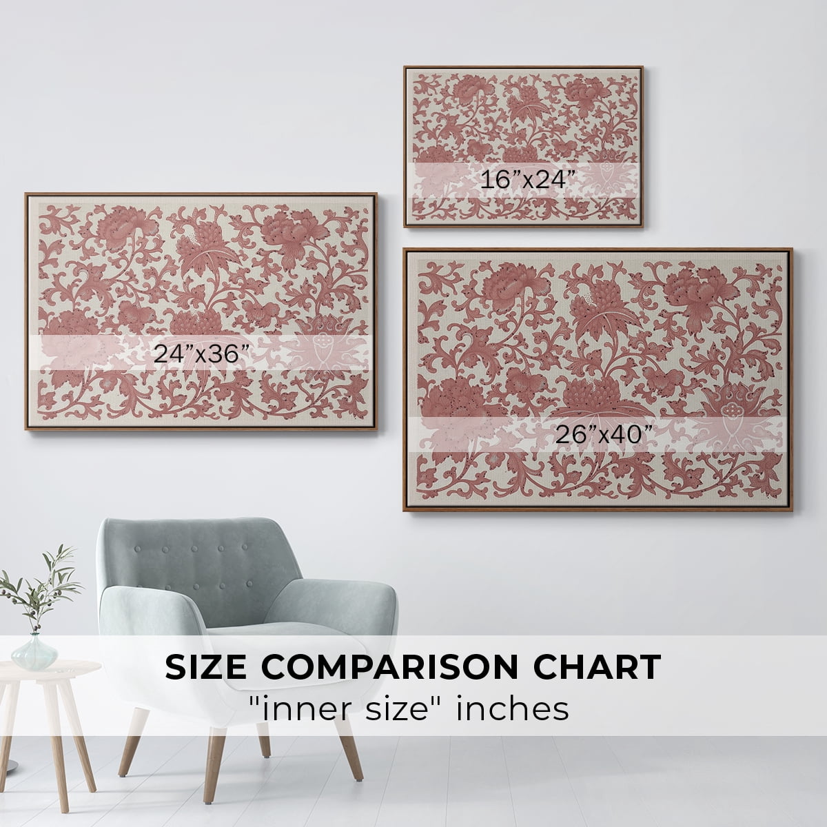 Vintage Abstract Print-XXVIII Framed in Walnut Wood Gallery Wrapped Canvas 25 in. x 37 in.