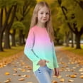 thumbnail image 3 of Inglocry Girls' ComfortSoft Round Neck Floral Graphic Tees Basic Long Sleeve Tee Fall Winter Tops For 5-14 Year Kids Purple Pink 7-8Y, 3 of 5
