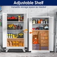 thumbnail image 6 of 61" H Metal Garage Storage Cabinet, Rolling Tool Cabinet with 2 Doors and Wheels, Locker Steel Cabinet with 3 Adjustable Shelves, Organization Cabinet for Garage,Office,Home,Gym,School（White）, 6 of 8