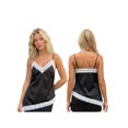 thumbnail image 2 of Camiseta sin mangas de tirantes finos con tirantes finos, elegante, de corte asimétrico y encaje, estilo camisola de satén para mujer., 2 of 9