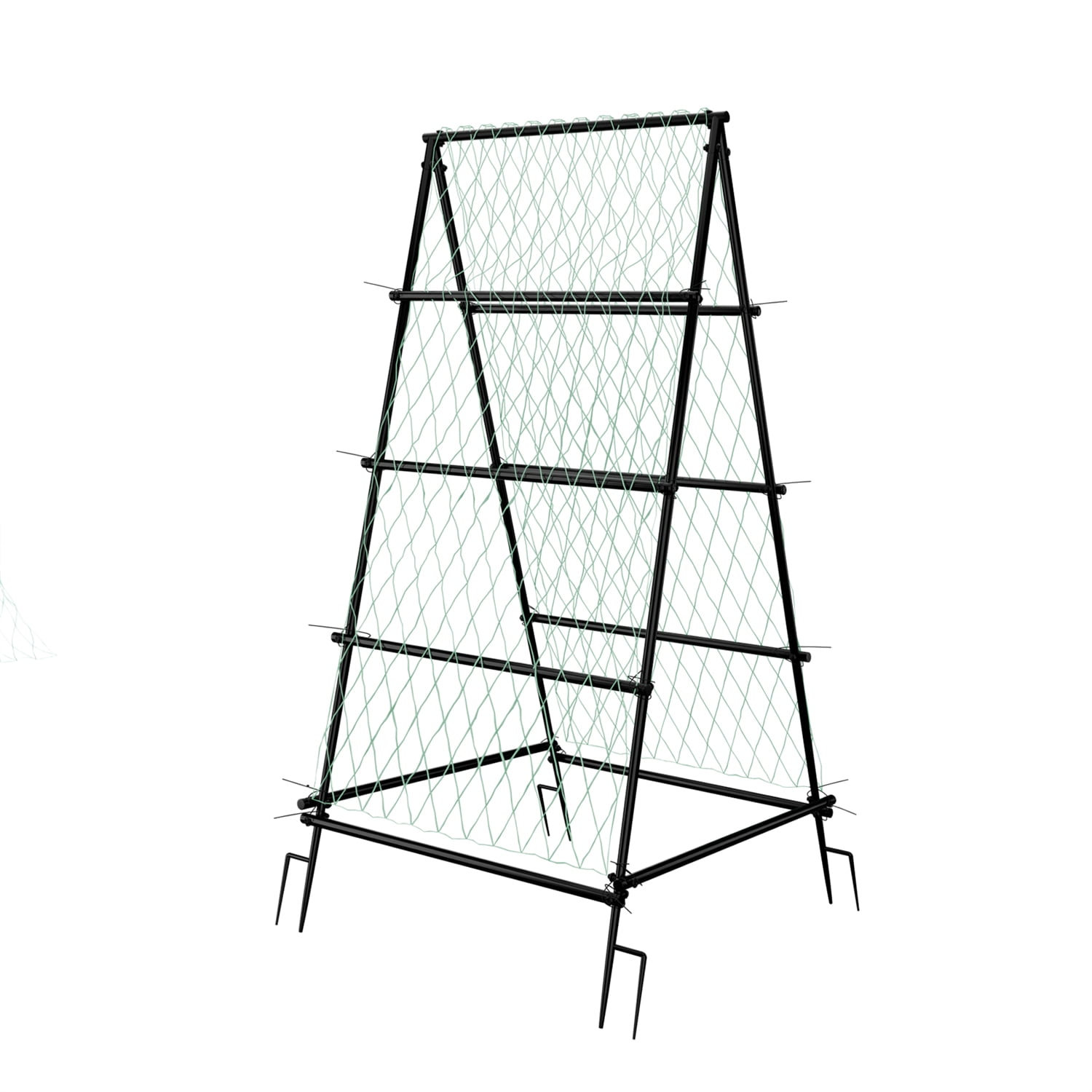 Wisfor Thicker Iron Tall Cucumber Trellis Climbing Plants Garden Trellis Shelf Rack with Nylon Netting, A Frame, 41.34x41.34x69.29 inch