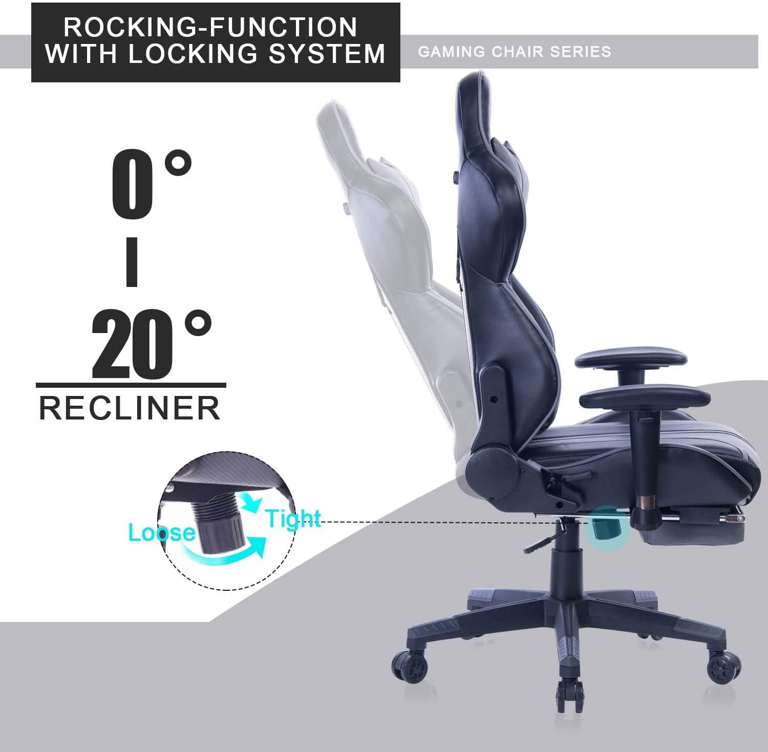 Blue Whale Super Big and Tall Gaming Chair with Massage Lumbar Support,Sedentary Reminder,Metal Base and Aluminum Alloy Armrest High Back PC Racing Office Computer Desk Ergonomic Swivel Task Chair 