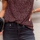 thumbnail image 4 of Camisa con estampado de puntos de leopardo para mujer, camiseta informal holgada con cuello redondo y manga corta para fiesta de trabajo diaria, 4 of 6