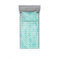 thumbnail image 2 of Ambesonne Nautical Fitted Sheet & Pillow Sham Set, Ocean Sea Wave Pattern, Queen, Turquoise White, 2 of 3