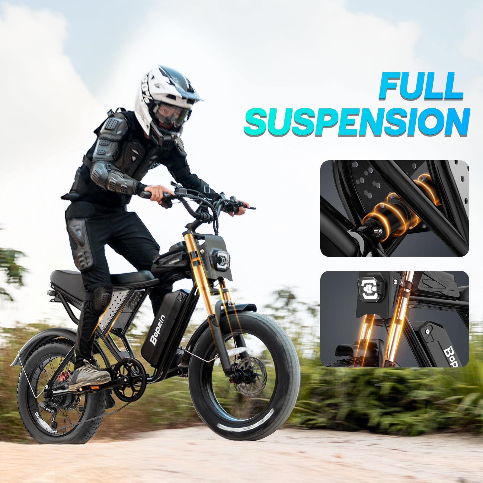 Peak 1500W Electric Bike for Adults,48V 20Ah,Max 80miles & 28mph Electric Bicycle, 20" Fat Tire Full Suspension Mountain Bike UL2849