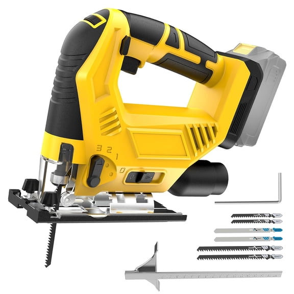 Cordless Brushless Jig Saw Compatible with De walt 20V MAX Battery(No Battery), 7 Speeds, 2900RPM, LED, 45° Bevel Cuts, 3 Orbital Action, with Jigsaw Blades for Straight, Curve, Circle Cutting